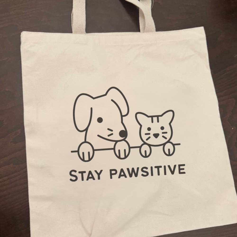 Stay Pawsitive Canvas Tote Bag